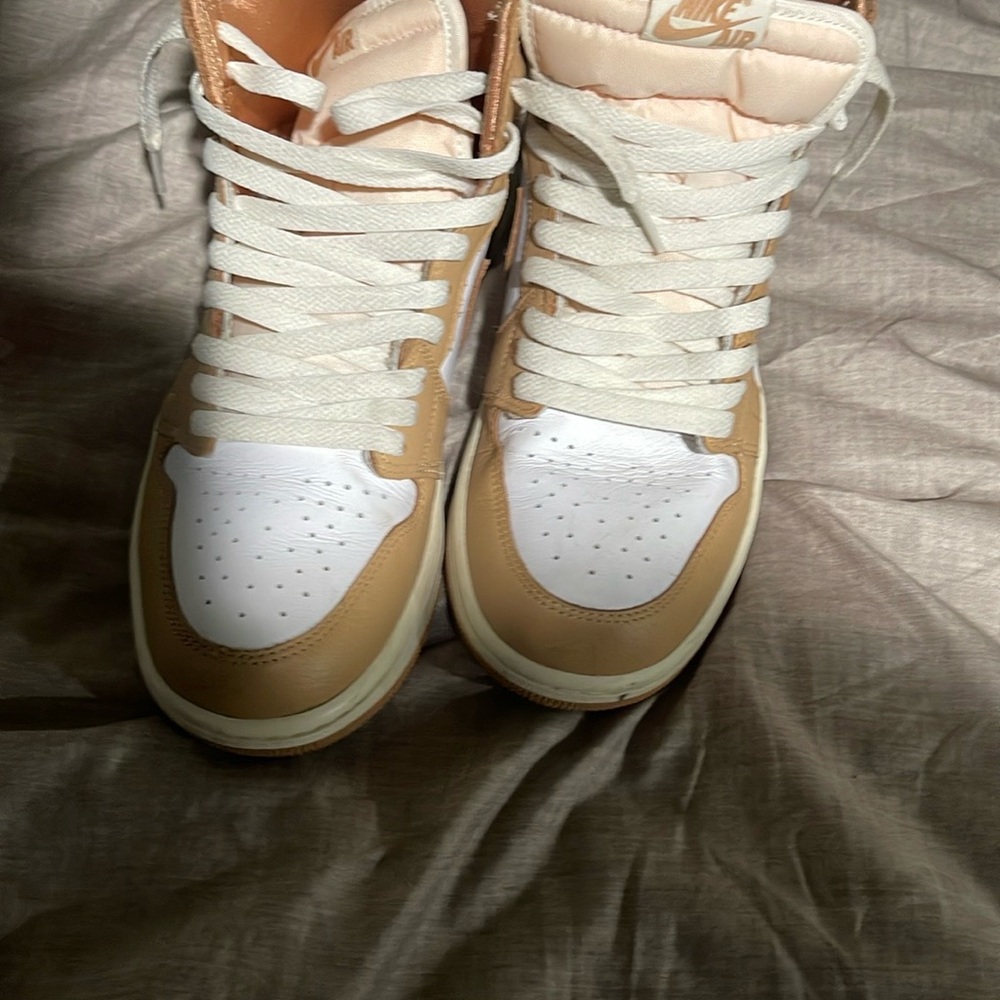 Nike Tan and White High-Top Sneakers